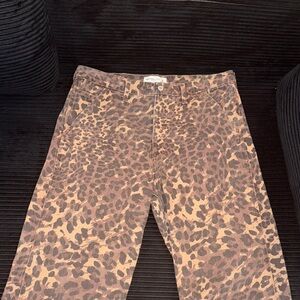 Abercrombie & Fitch Tan Leopard Print Pants